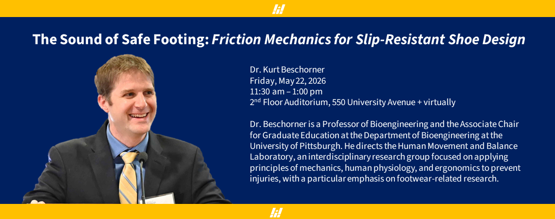 A photo of a man in a suit smiling over the title, date and time and bio of the speaker